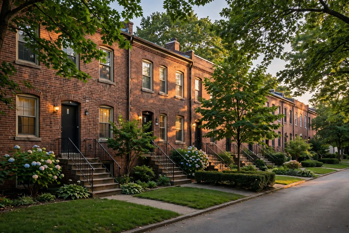 Brick rowhouses on an Elsmere street